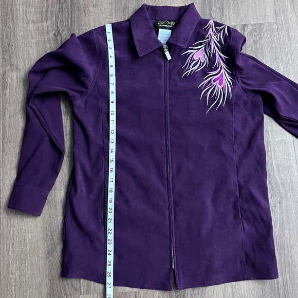 Bob Mackie Wearable Art Purple Firebird/Phoenix Embroidered Jacket and Pants Set - Picture 16 of 16